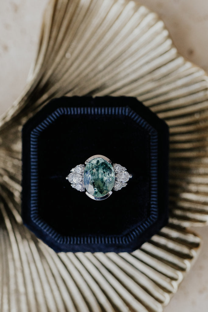 Solid Gold 2.85 ct Oval Green Tourmaline Ring