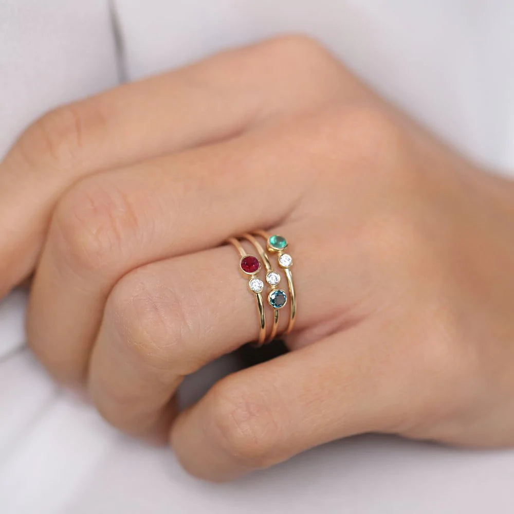 Solid Gold Bezel Setting Ruby and Diamond Ring