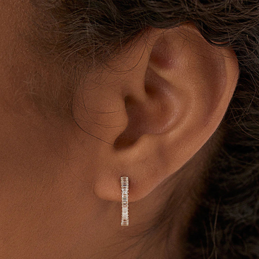Solid Gold Diamond Hoop Earrings for Women