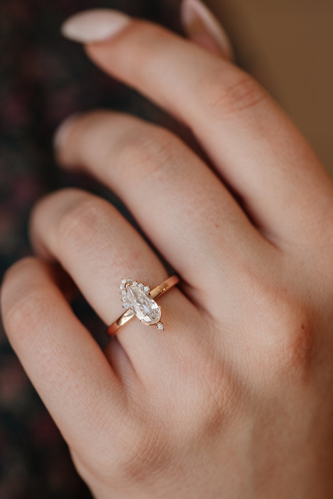 Solid Gold 1.04 ct Long Pear Lab-Grown Diamond Ring