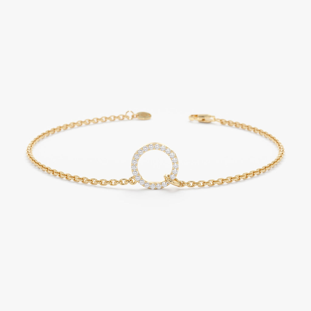 Solid Gold Circle Diamond Bracelet (85FFB3)