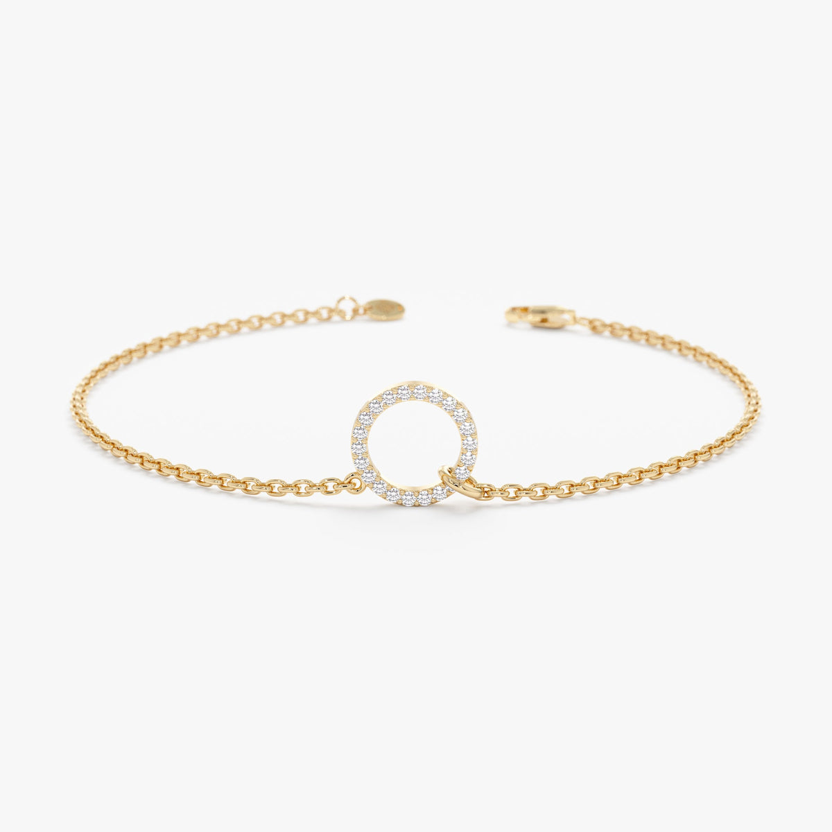 Solid Gold Circle Diamond Bracelet (85FFB3)