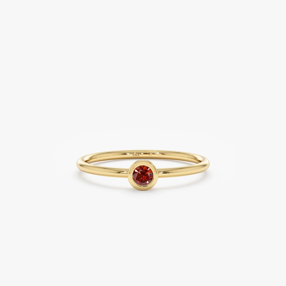 Solid Gold Natural Garnet Bezel Ring (70D135)