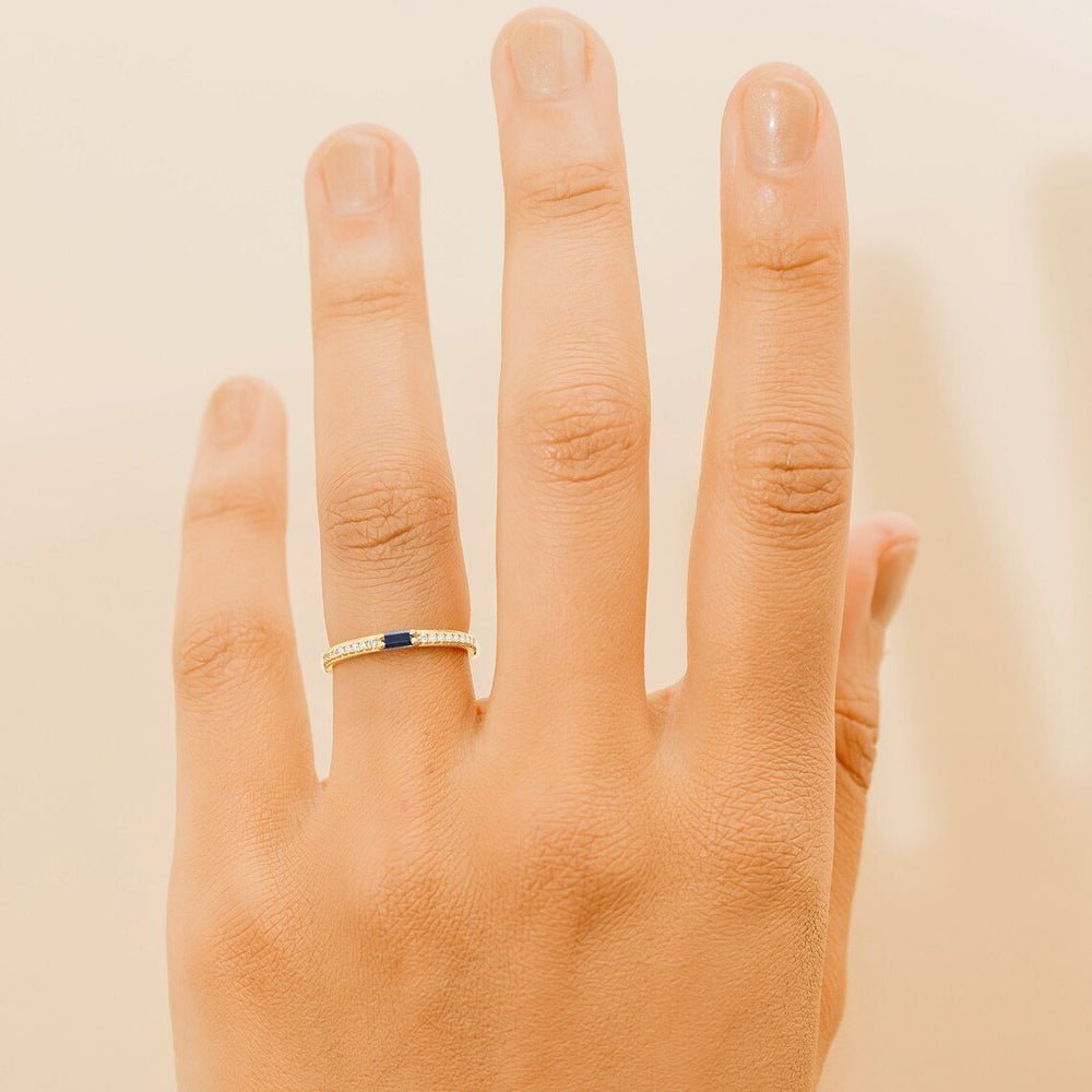 Solid Gold Diamond and Baguette Sapphire Ring (480028)