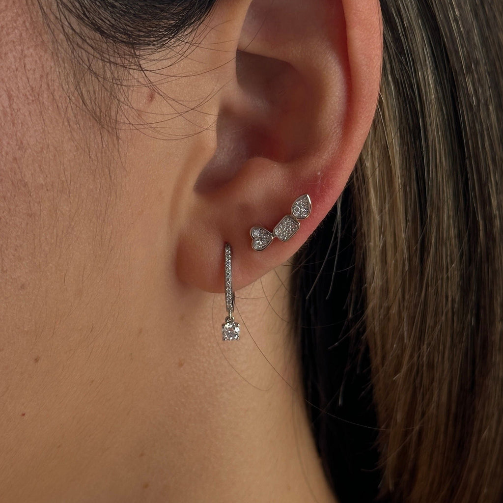 Solid Gold Pave Multi Shape Diamond Climber Earring