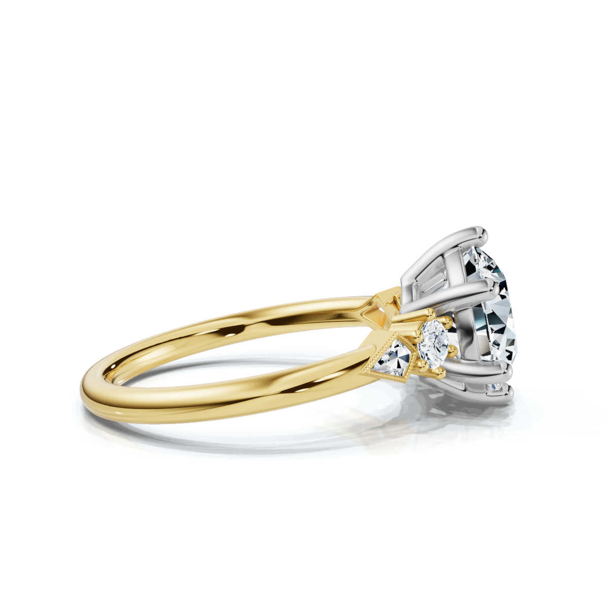 Solid Gold 2 CT Round Shape 2.2Ctw Lab Grown Diamond Engagement Ring