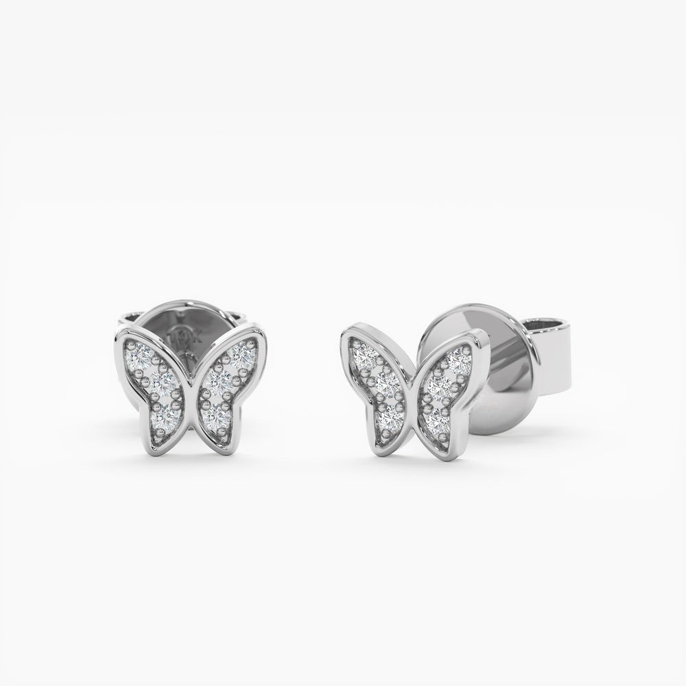 Solid Gold Diamond Butterfly Studs