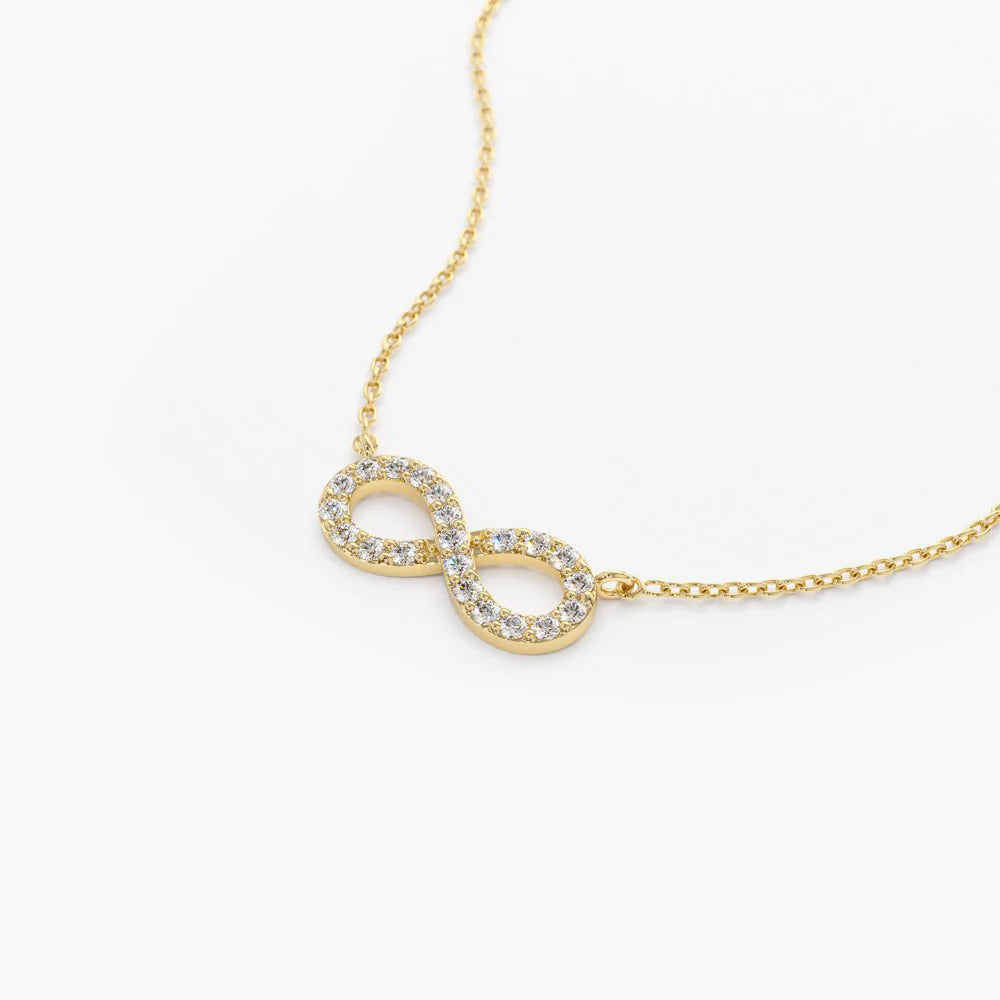 Solid Gold Diamond Infinity Necklace