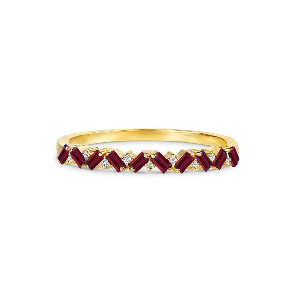 Solid Gold Ruby and Diamond Garland Ring