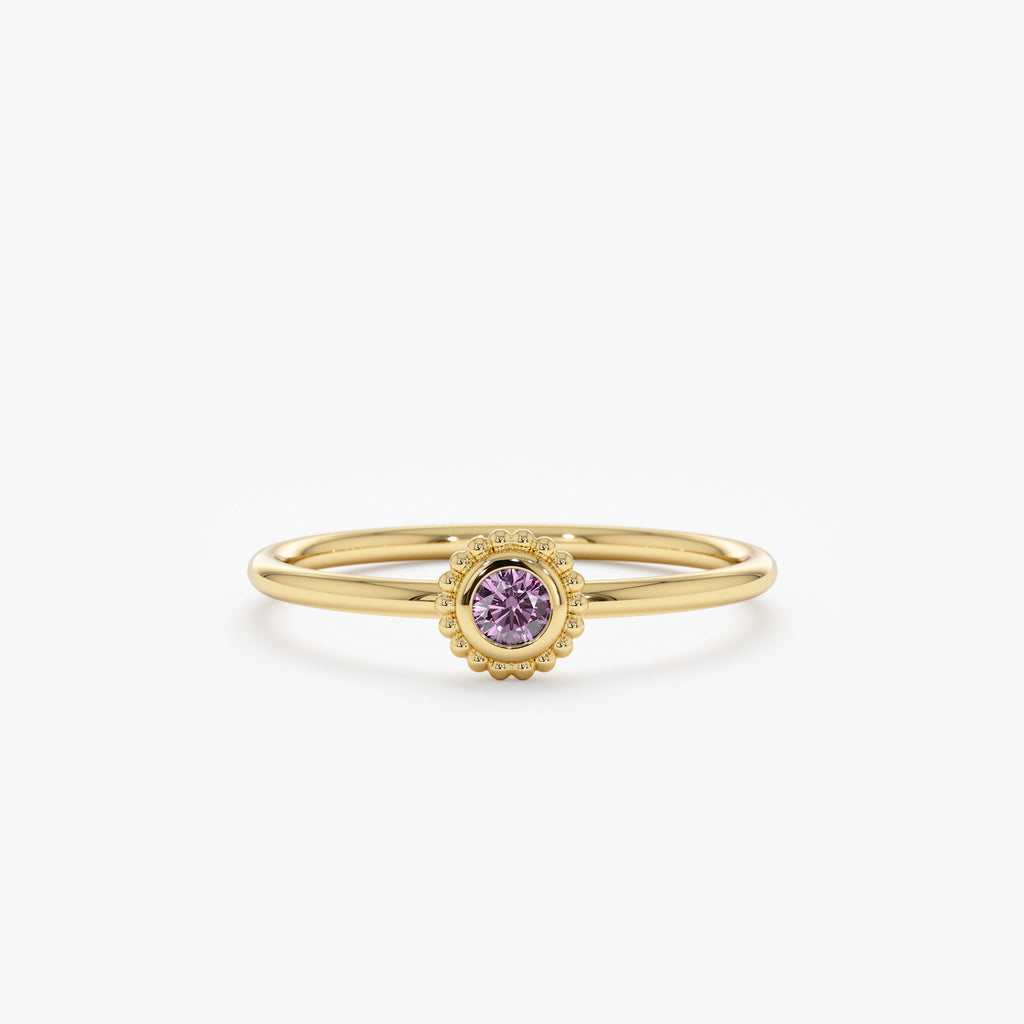Solid Gold Amethyst Art Deco Ring (A17009)
