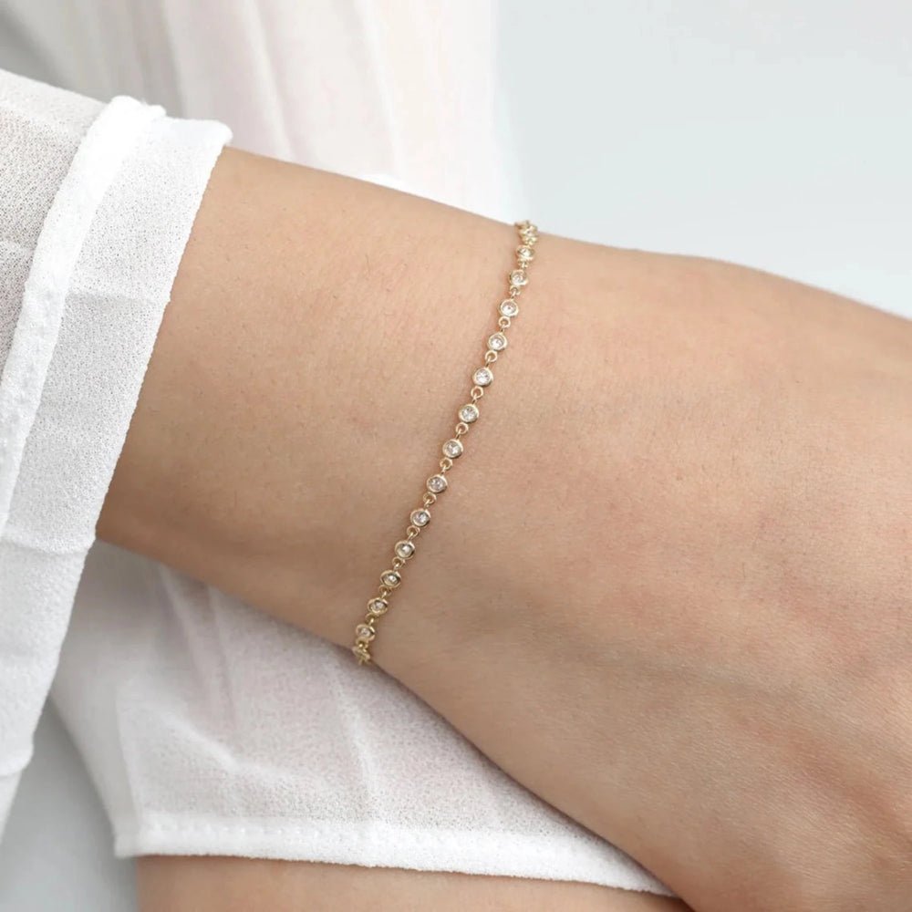 Solid Gold Natural Diamond Tennis Bracelet (EC2097)