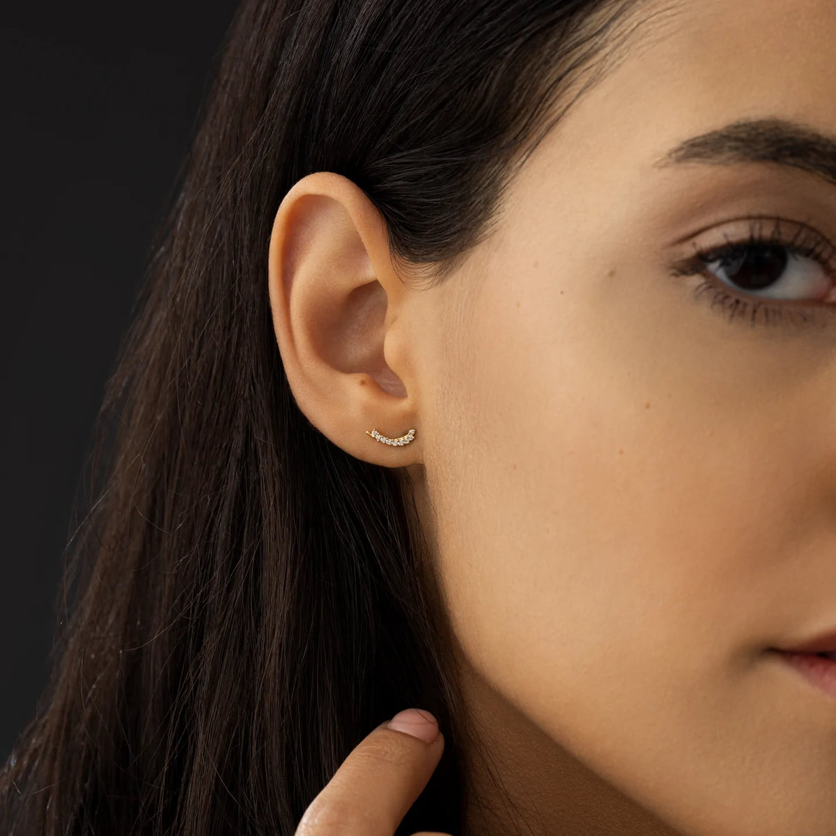 Solid Gold Overlap Curve Diamond Studs