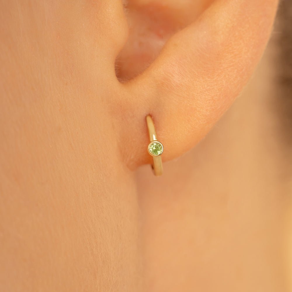 Solid Gold Peridot Huggies