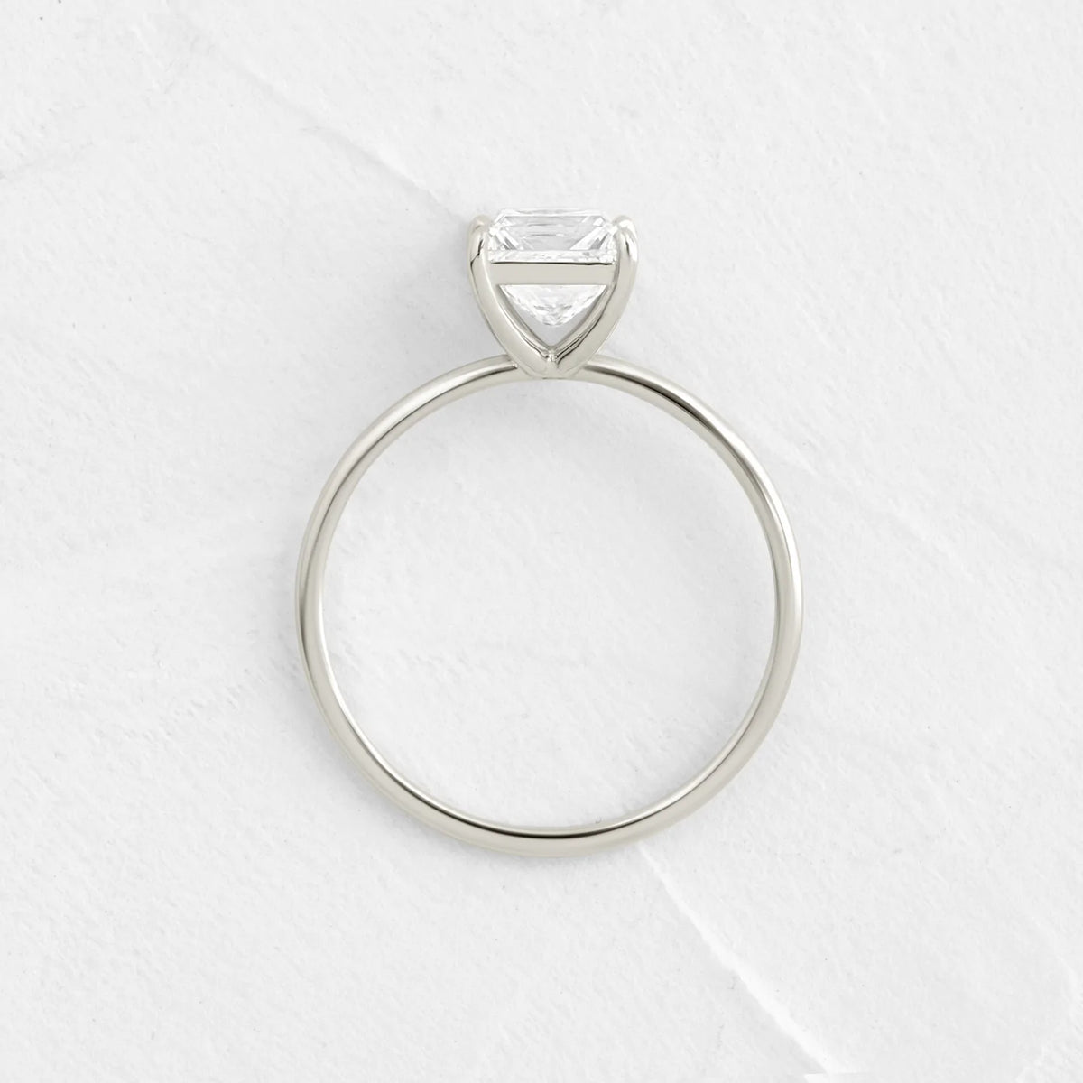 Solid Gold Whisper Ring, 1.5ct. Princess Cut Moissanite Diamond Ring