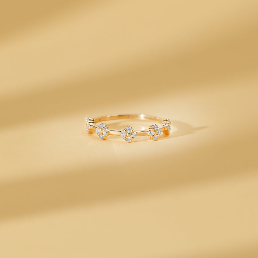 Solid Gold Diamond Multi Clover Ring (8BCF96)