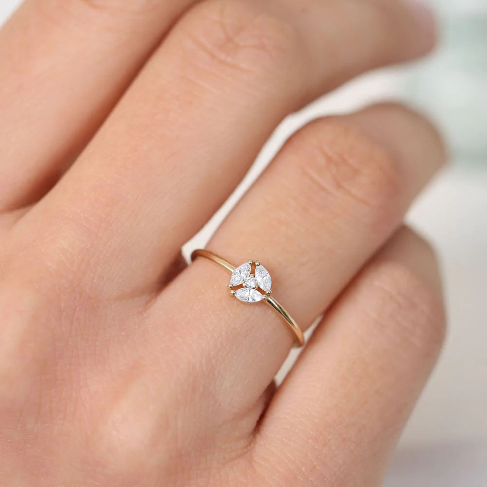 Marquise Moissanite Cluster Ring, photo 1