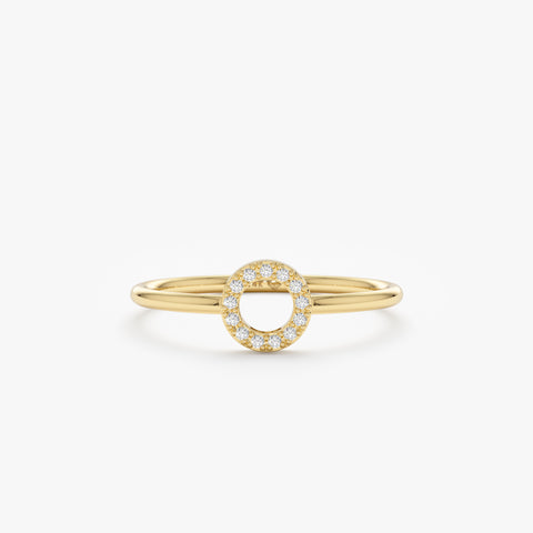 Solid Gold Petite Diamond Circle Ring (AB5121)
