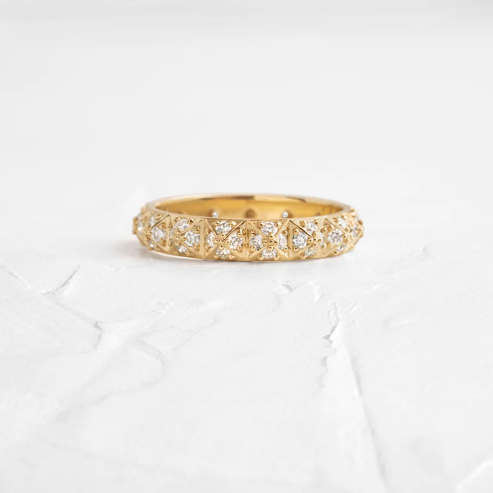 Solid Gold Lab-Grown Diamond Pyramid Band