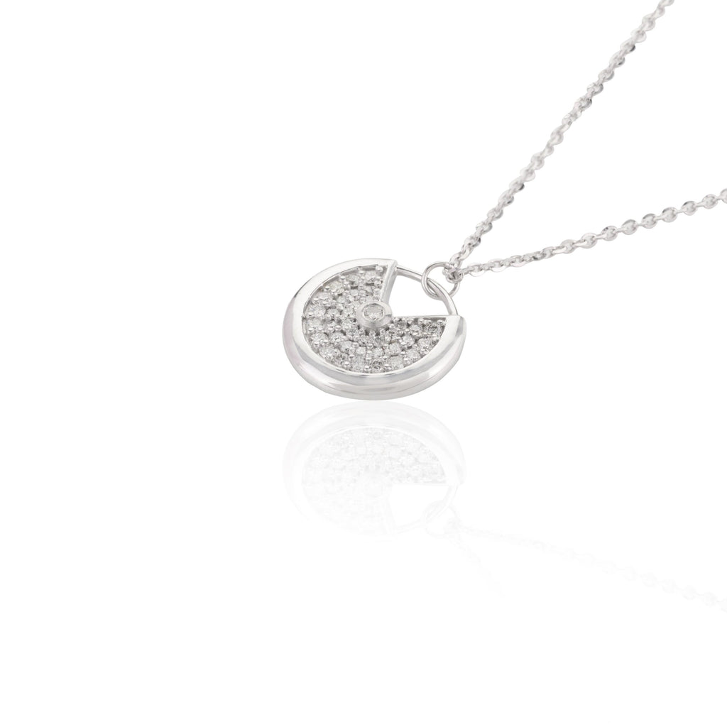 Solid Gold Elegant Diamond Disc Chain Necklace