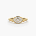 Solid Gold Marquise Shape Baguette Diamond Ring