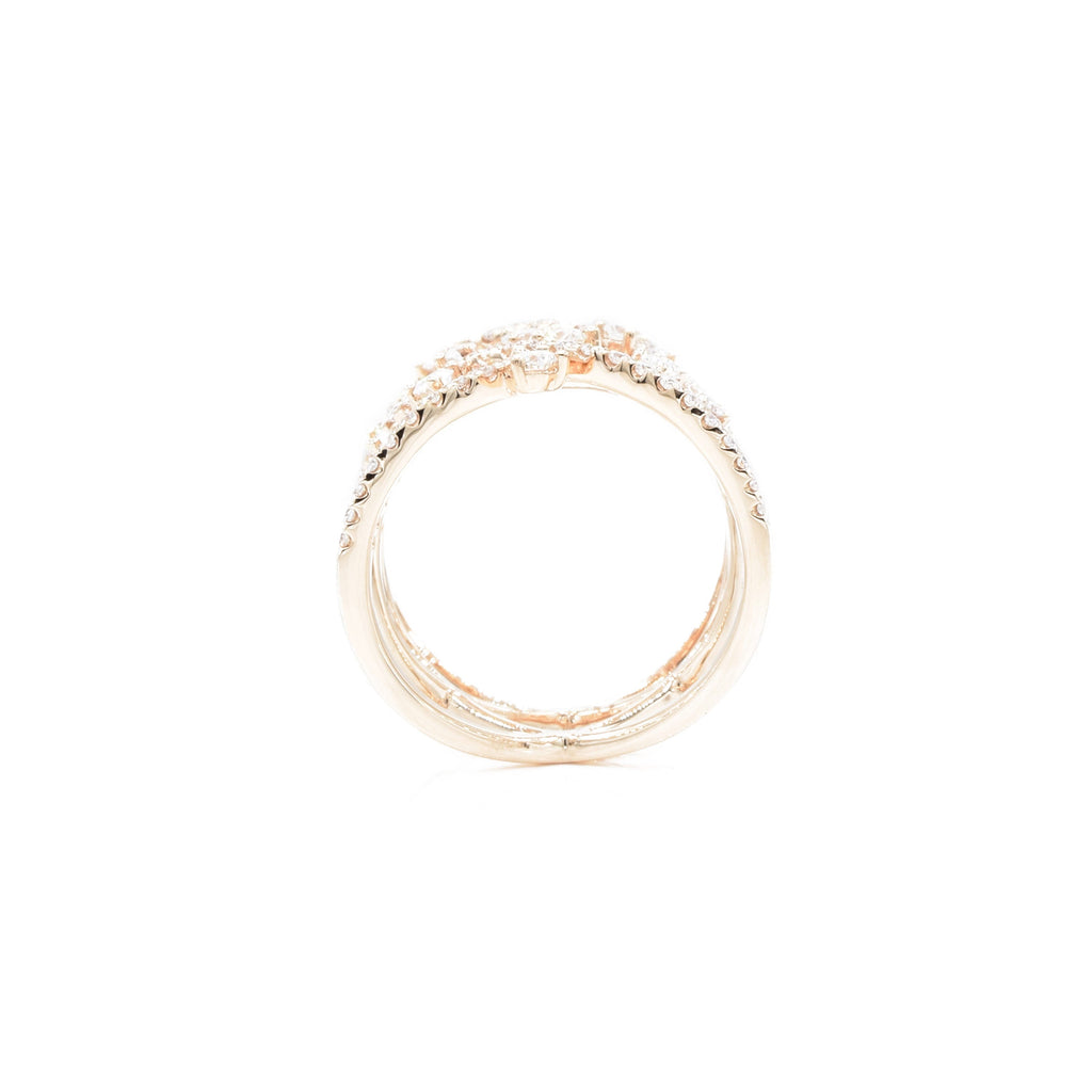 Solid Gold And Diamond Criss-Cross Ring
