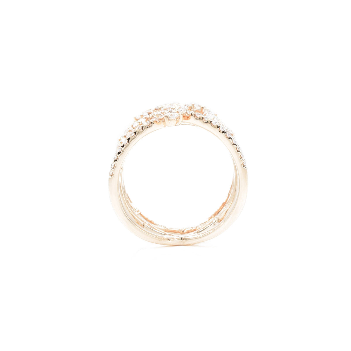 Solid Gold And Diamond Criss-Cross Ring