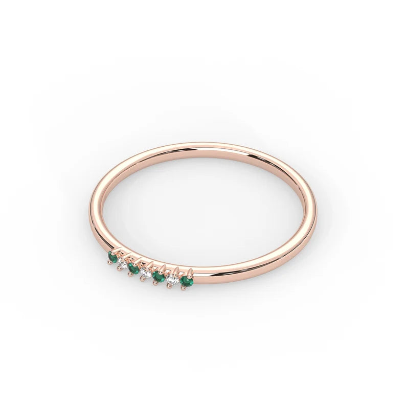 Solid Gold Emerald Wedding Ring