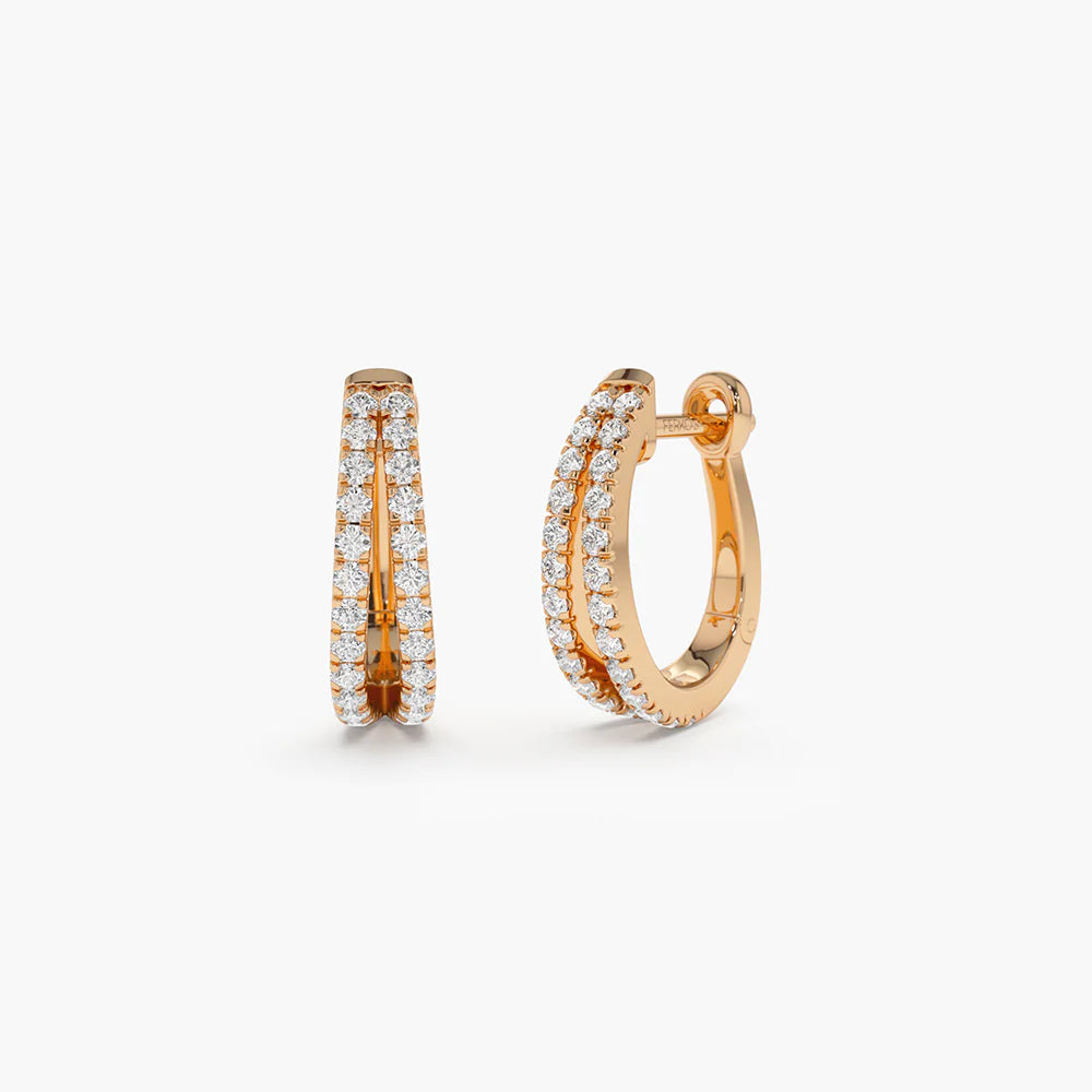Solid Gold Hoop Diamond Earrings for women
