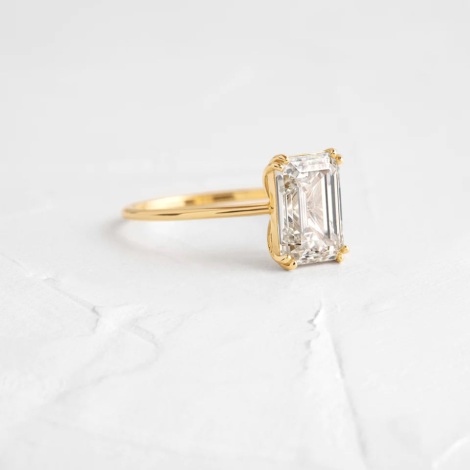 Solid Gold 3 CT Emerald Cut Ring