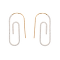 Solid Gold Paper Clip Diamond Earrings