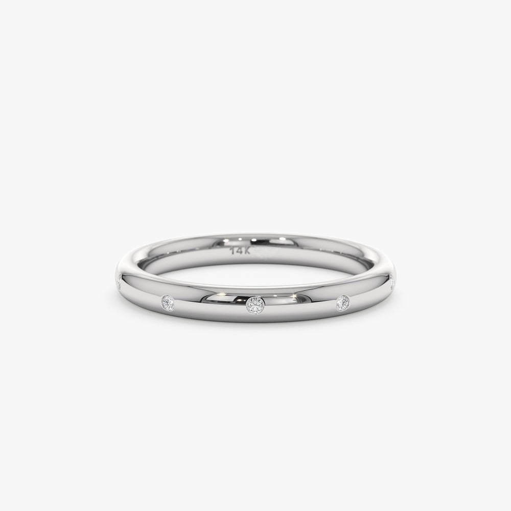 Solid Gold Flush Set Diamond Ring