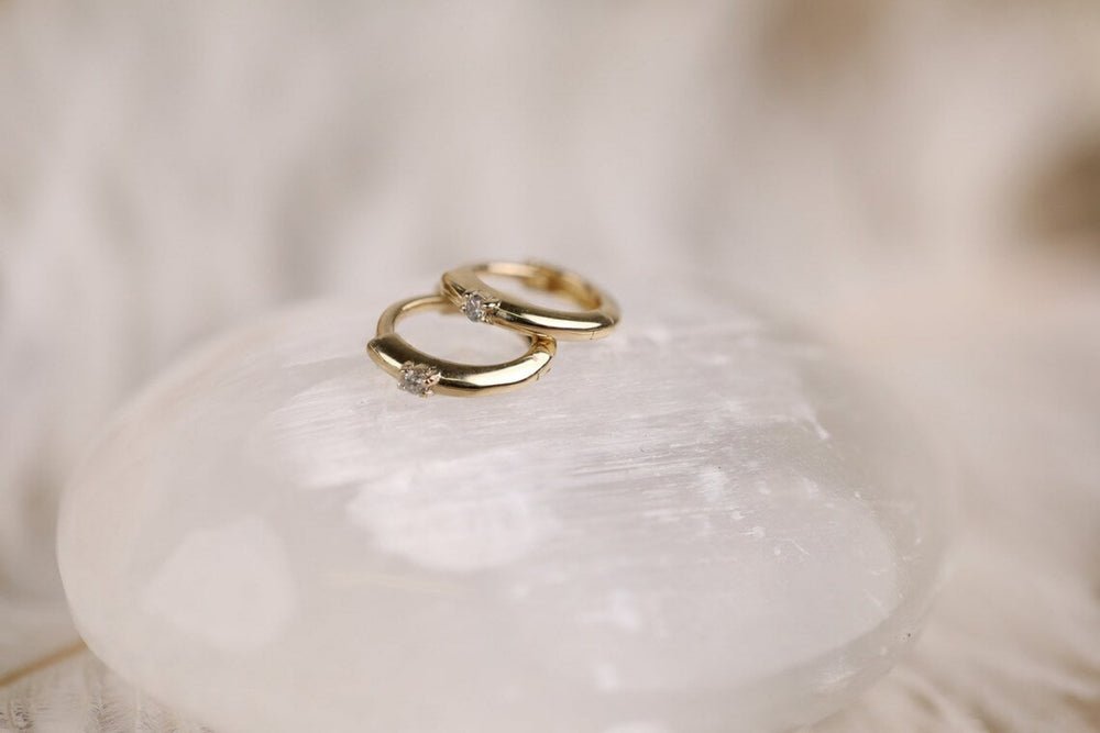 Solid Gold Single Diamond Huggies