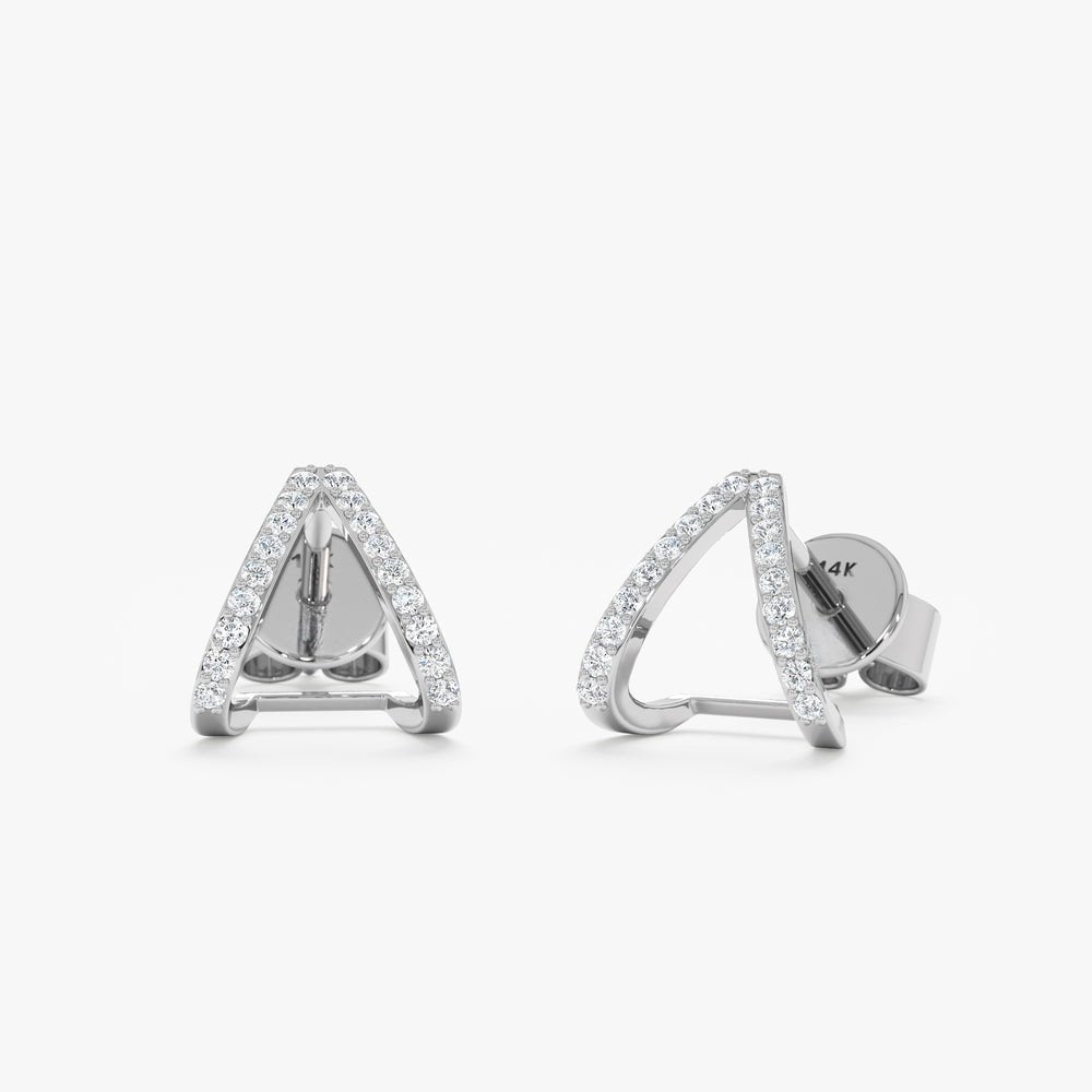 Solid Gold Solid Diamond Arrow Huggie Studs