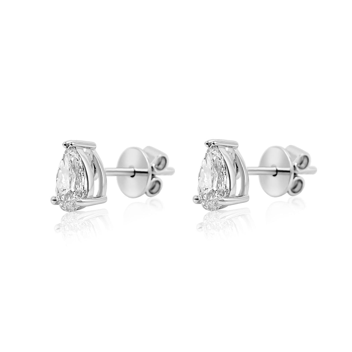 Solid Gold Lab Grown Diamond Pear Prong Stud Earrings
