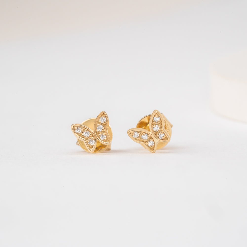 Solid Gold Diamond Butterfly Studs