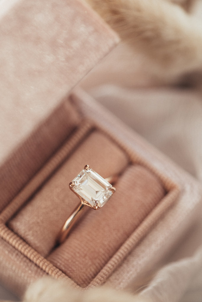 Solid Gold Lab Grown Emerald Solitaire Ring