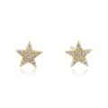 Solid Gold Pave Diamond Star Stud Earring (9FA2E0)