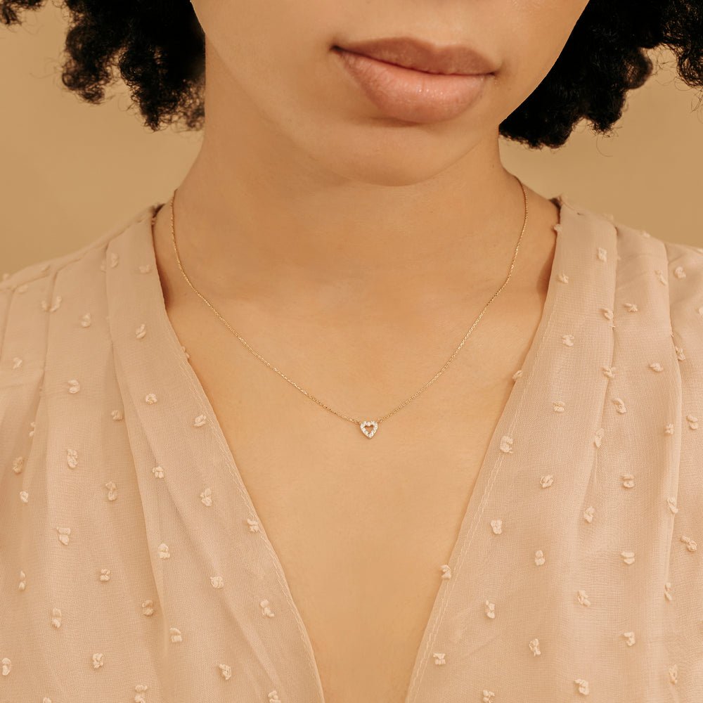 Solid Gold Diamond Heart Necklace (120285)