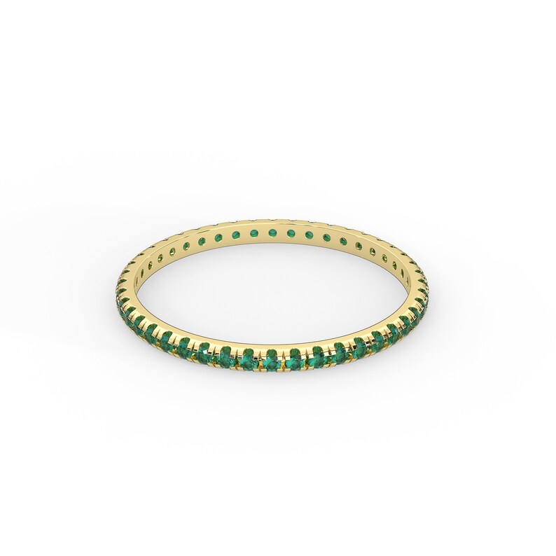 Solid Gold 0.35 ctw Natural Emerald full Eternity Band