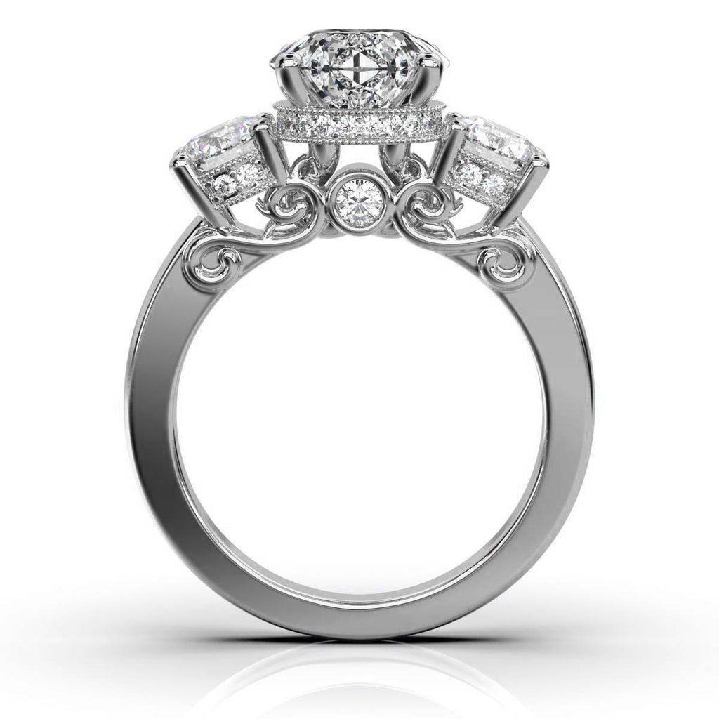 Solid Gold Three Stone Lab Grown Diamond Ring (D45B90)
