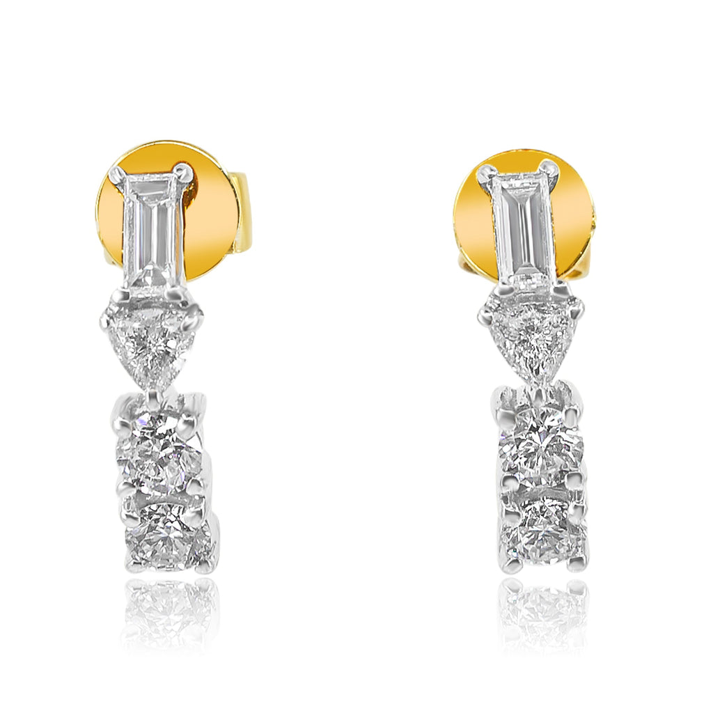 Solid Gold Multi Shape Diamond Earring