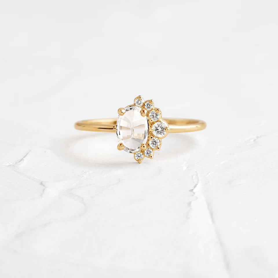 Solid Gold White Sapphire Astra Ring