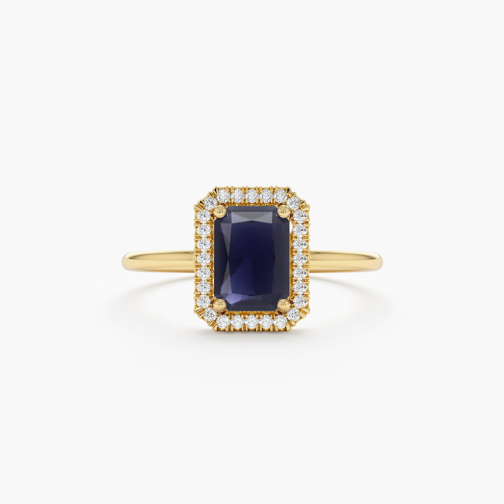 Solid Gold Natural Sapphire and Diamond Engagement Ring (57C68B)