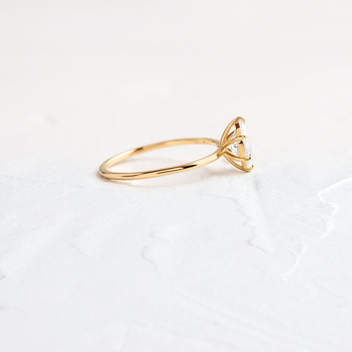 Solid Gold 1 CT Whisper Ring, Oval Cut Diamond Moissanite Ring