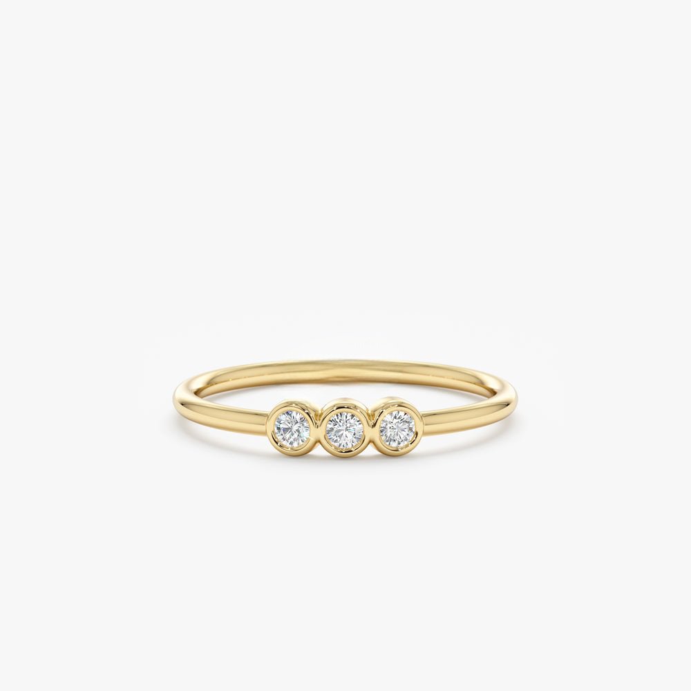 Solid Gold Triple Bezel Diamond Ring (69E114)