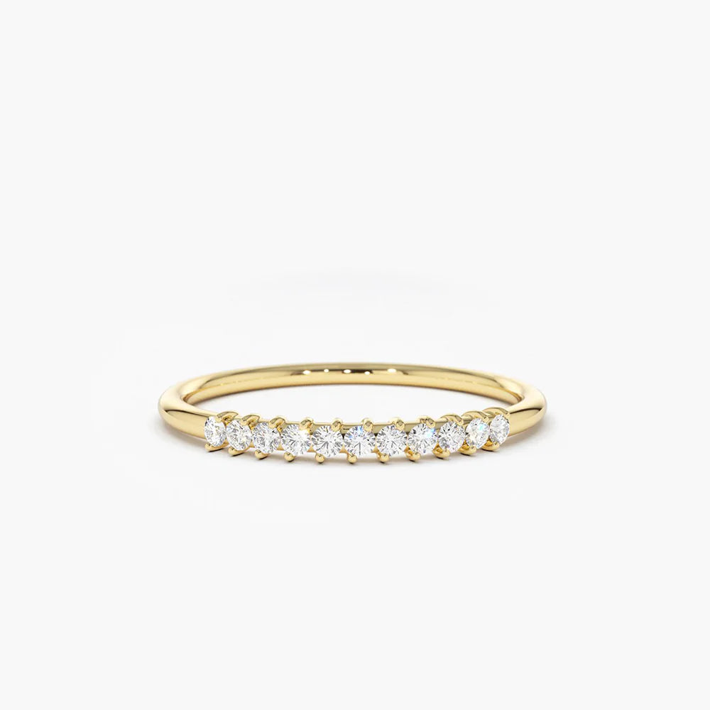 Solid Gold 11 Stone Petite Diamond Wedding Band