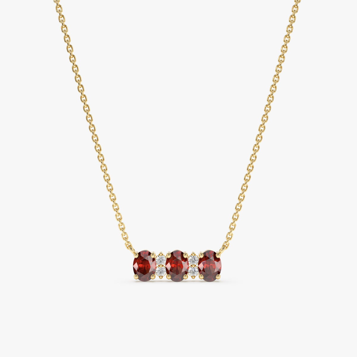 Solid Gold Garnet & Diamonds Necklace (9361AF)