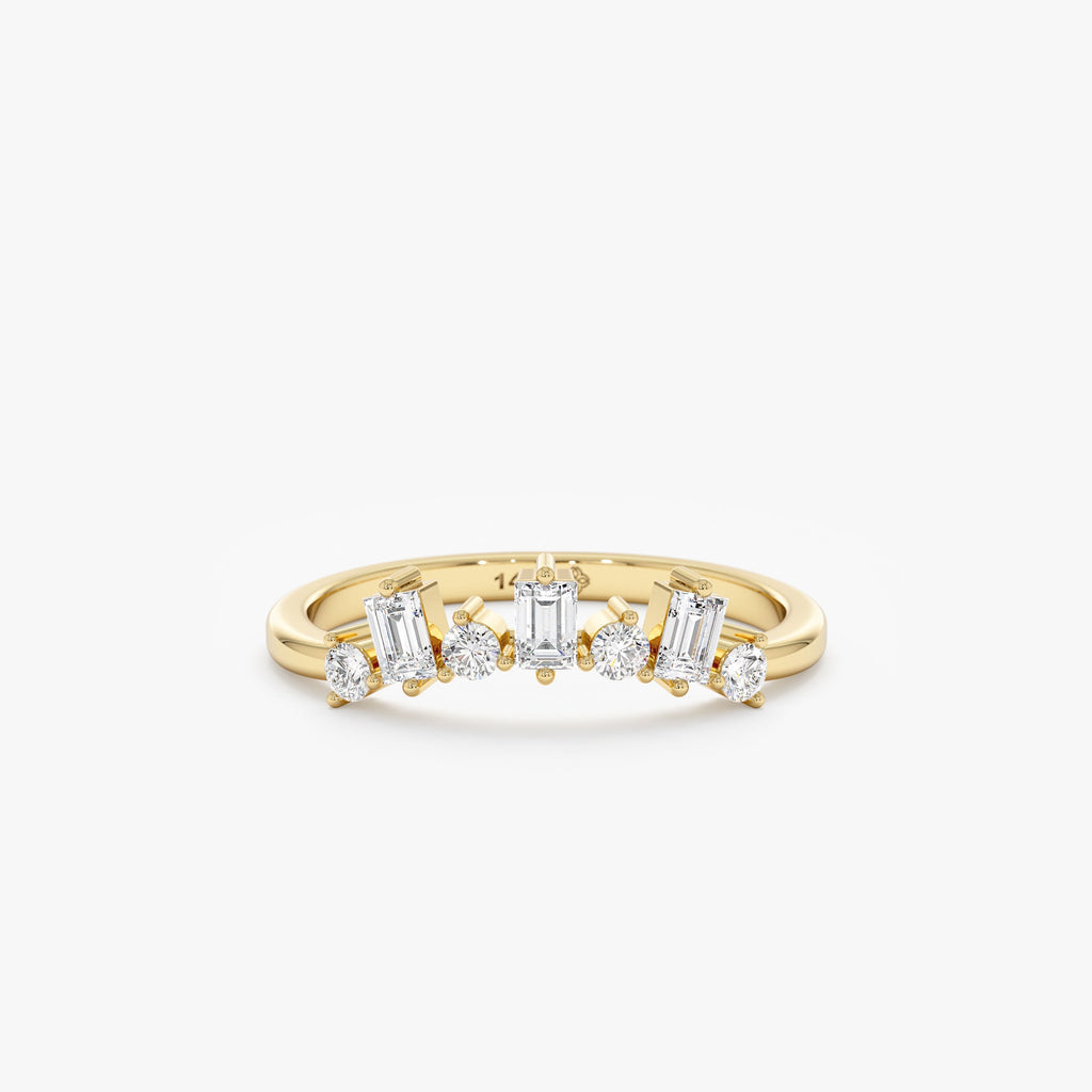 Solid Gold Diamond Curved Nesting Ring (EB072A)