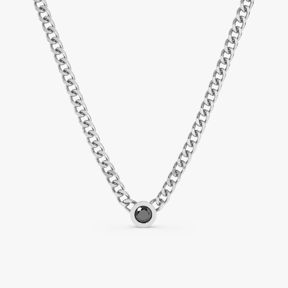 Solid Gold Black Diamond Cuban Chain (8ED7CE)