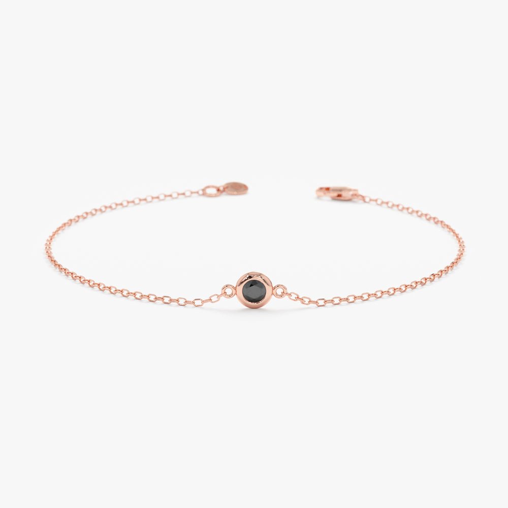 Solid Gold Solitaire Black Diamond Bracelet
